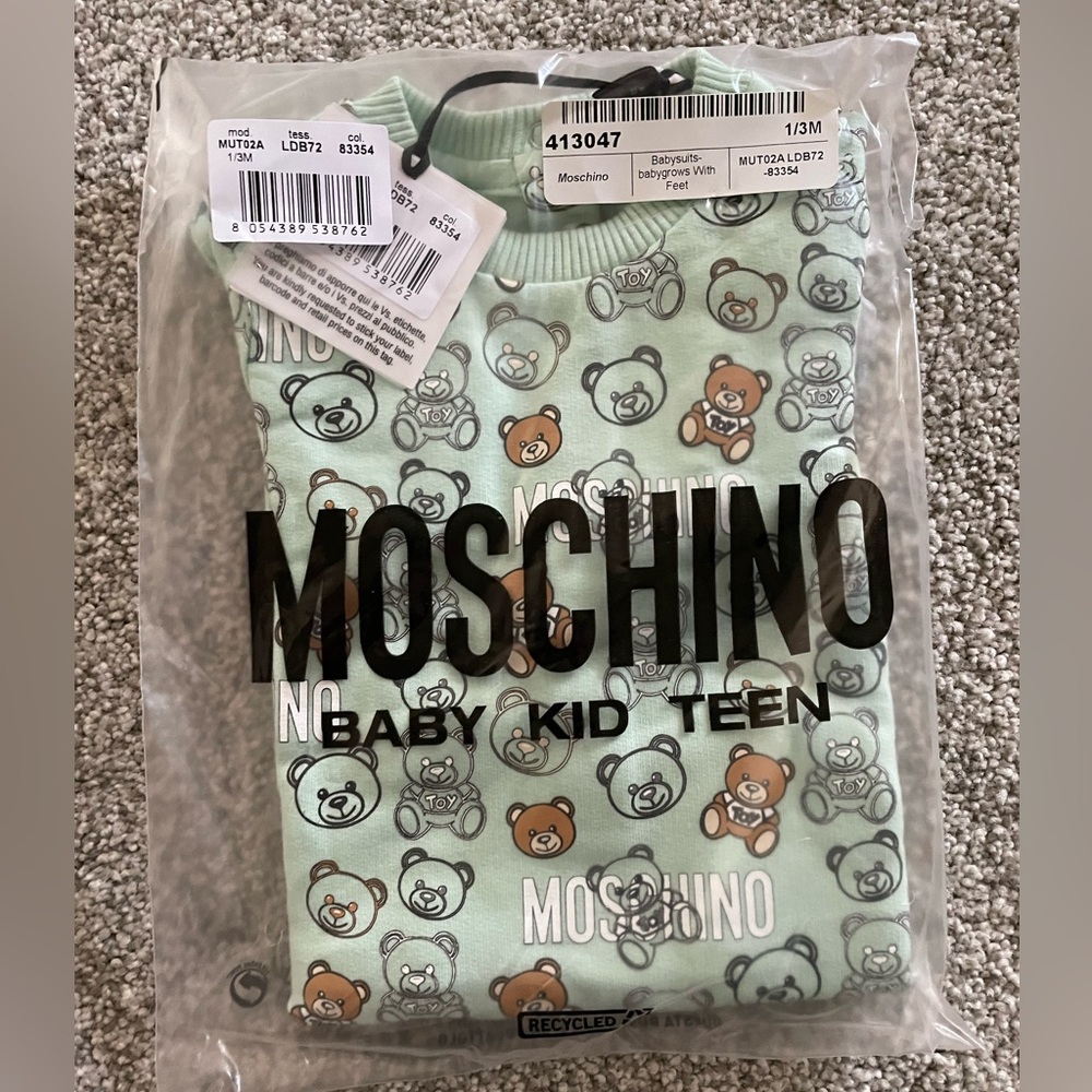Moschino Teddy Logo Babygrow NWT